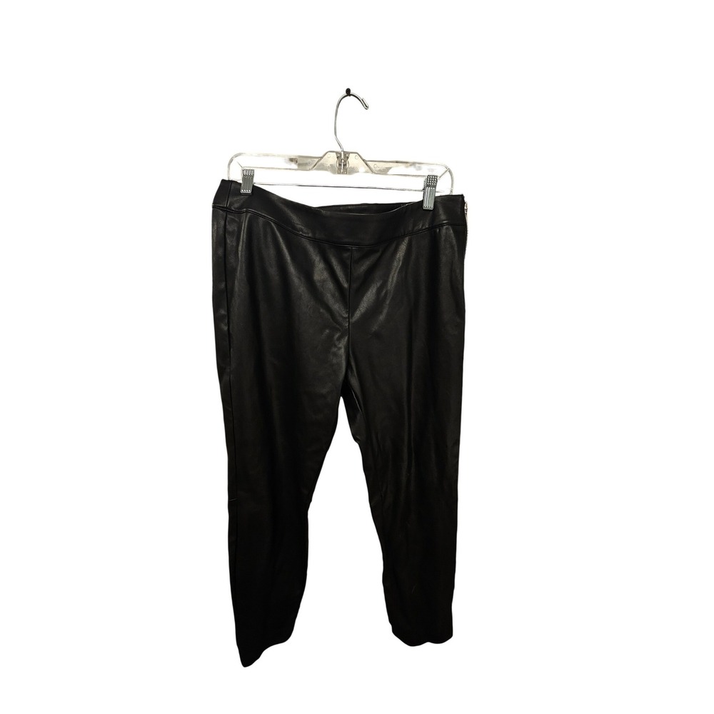 Michael Michael Kors Black Faux Leather Side Zip Legging Pant SF73B9M7PZ Size 12